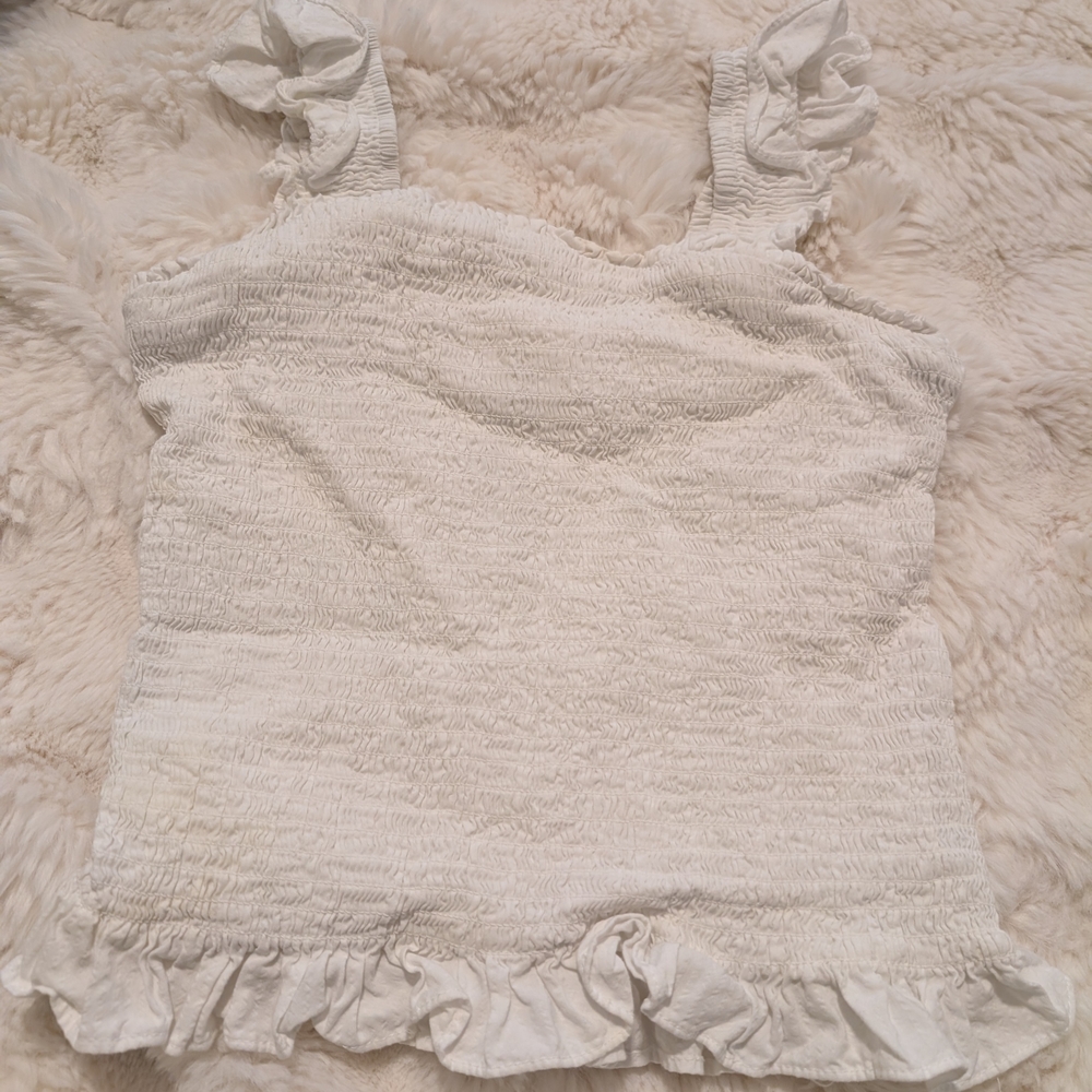 Cat & Jack White Sleeveless Top with Ruffles
